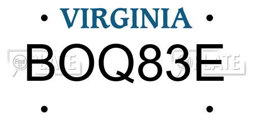 BOQ83E Virginia License Plate
