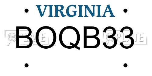 BOQB33 Virginia License Plate