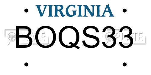 BOQS33 Virginia License Plate