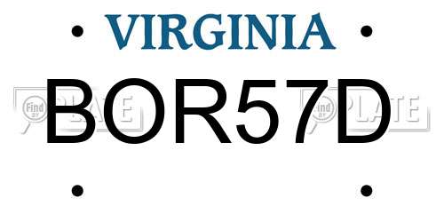 BOR57D Virginia License Plate
