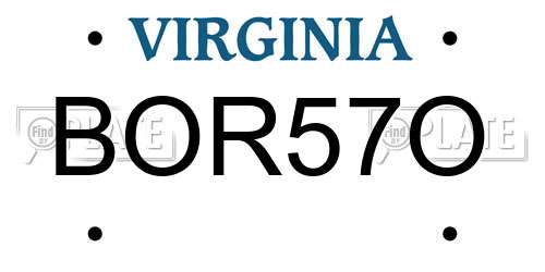 BOR57O Virginia License Plate