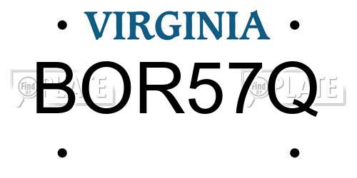 BOR57Q Virginia License Plate