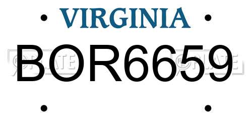 BOR6659 Virginia License Plate