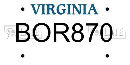 BOR870 Virginia License Plate
