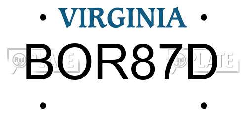 BOR87D Virginia License Plate