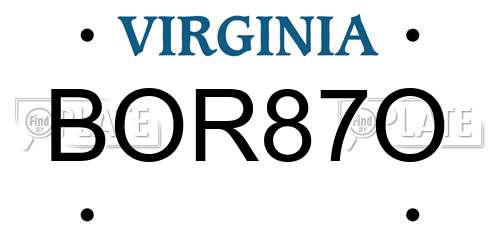 BOR87O Virginia License Plate