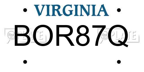 BOR87Q Virginia License Plate