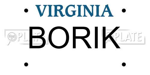 BORIK Virginia License Plate