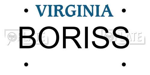 BORISS Virginia License Plate