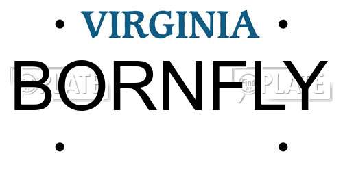 BORNFLY Virginia License Plate