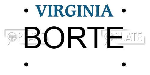 BORTE Virginia License Plate