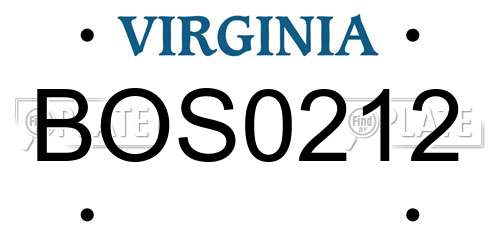 BOS0212 Virginia License Plate
