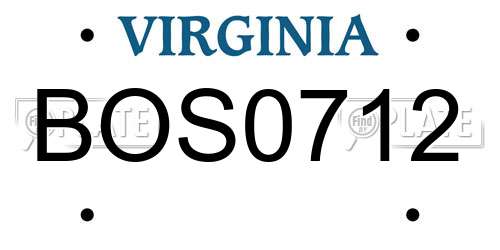 BOS0712 Virginia License Plate