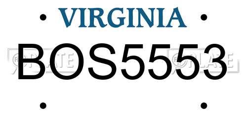 BOS5553 Virginia License Plate