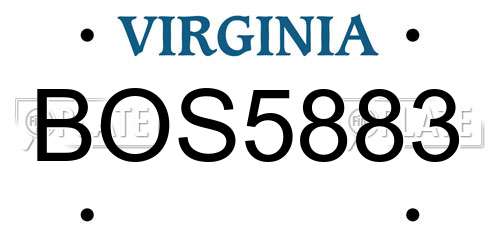 BOS5883 Virginia License Plate