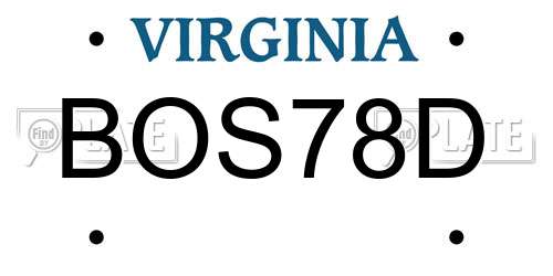 BOS78D Virginia License Plate