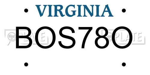 BOS78O Virginia License Plate