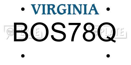 BOS78Q Virginia License Plate
