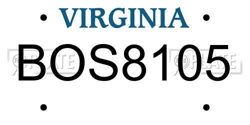 BOS8105 Virginia License Plate
