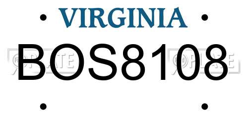 BOS8108 Virginia License Plate