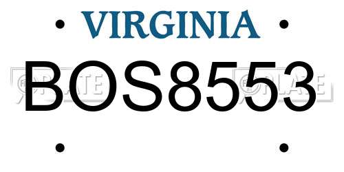 BOS8553 Virginia License Plate
