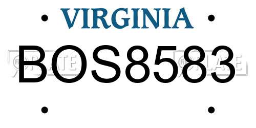BOS8583 Virginia License Plate