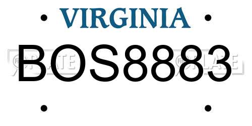 BOS8883 Virginia License Plate