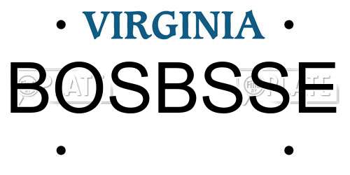 BOSBSSE Virginia License Plate