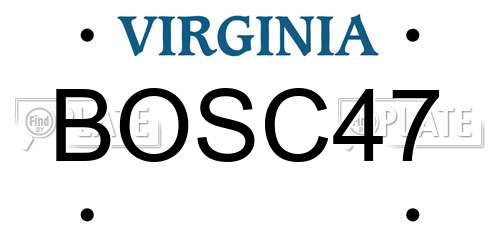 BOSC47 Virginia License Plate