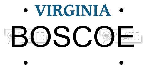 BOSCOE Virginia License Plate