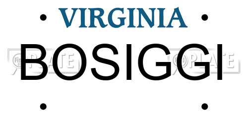 BOSIGGI Virginia License Plate
