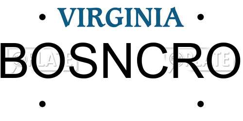 BOSNCRO Virginia License Plate