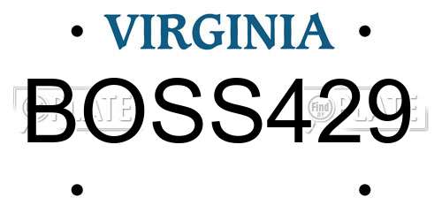 BOSS429 Virginia License Plate