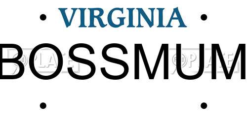 BOSSMUM Virginia License Plate