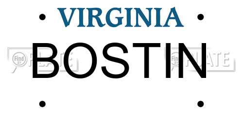 BOSTIN Virginia License Plate
