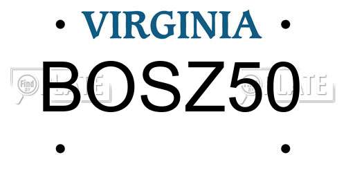 BOSZ50 Virginia License Plate