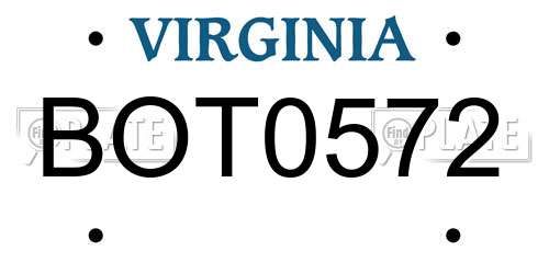 BOT0572 Virginia License Plate