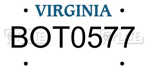 BOT0577 Virginia License Plate