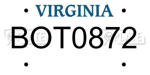 BOT0872 Virginia License Plate