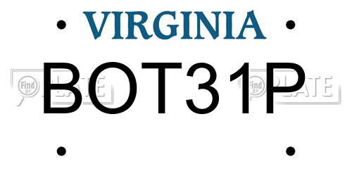 BOT31P Virginia License Plate