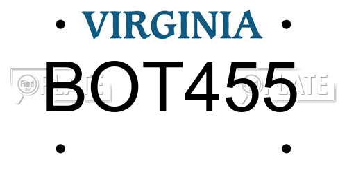 BOT455 Virginia License Plate