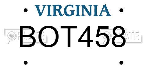 BOT458 Virginia License Plate