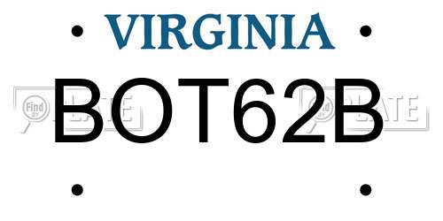 BOT62B Virginia License Plate
