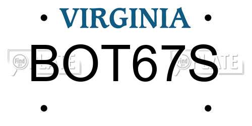 BOT67S Virginia License Plate
