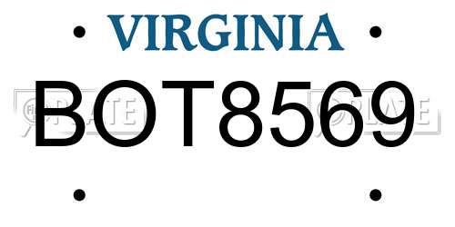 BOT8569 Virginia License Plate