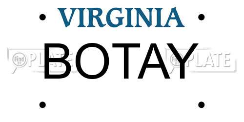 BOTAY Virginia License Plate