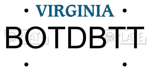 BOTDBTT Virginia License Plate
