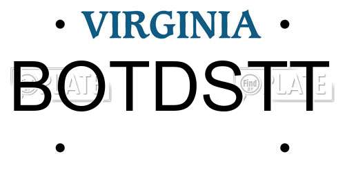 BOTDSTT Virginia License Plate