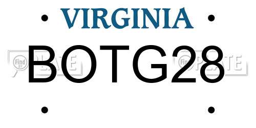 BOTG28 Virginia License Plate
