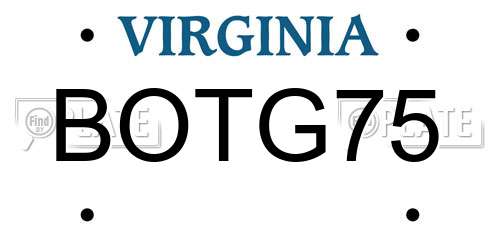 BOTG75 Virginia License Plate